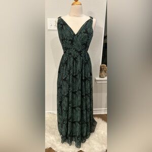Kate & Lily Sleeveless V-Neck Green and black boho print Maxi Dress 4